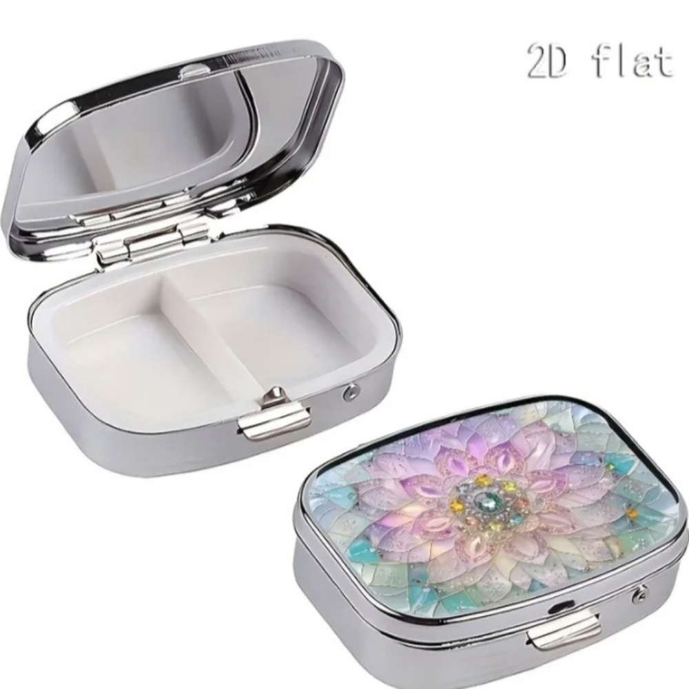 Travel Pill Box 2 Compartments Pastel Flower - Picture 5 of 6